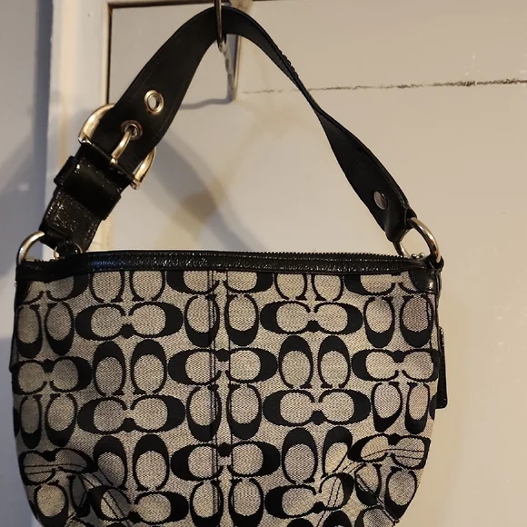 Coach Black and Gray Hobo Bag with Monogram Pattern - Picture 2 of 9
